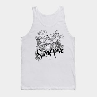 Hand Drawn Symbols Of Singapore. Tank Top